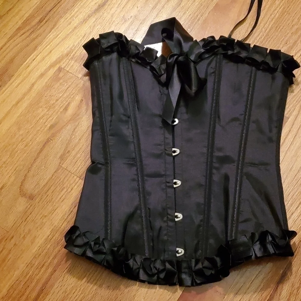 𝅺BLACK Lace Up Corset Size Small